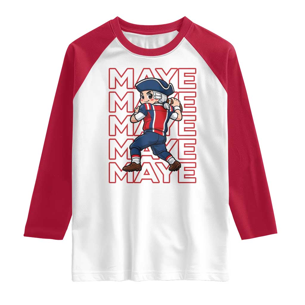 Funny NE Football Fan Gift Raglan Shirt Maye Lover TS12 White Red Print Your Wear