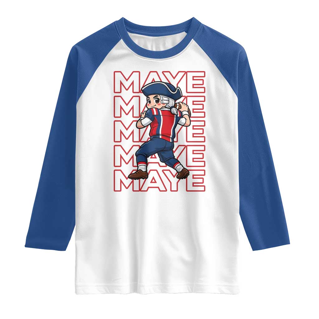 Funny NE Football Fan Gift Raglan Shirt Maye Lover TS12 White Royal Print Your Wear
