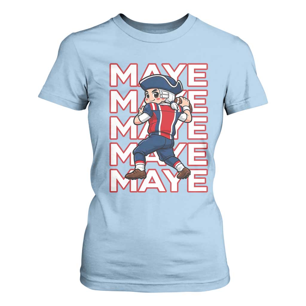 Funny NE Football Fan Gift T Shirt For Women Maye Lover TS12 Light Blue Print Your Wear