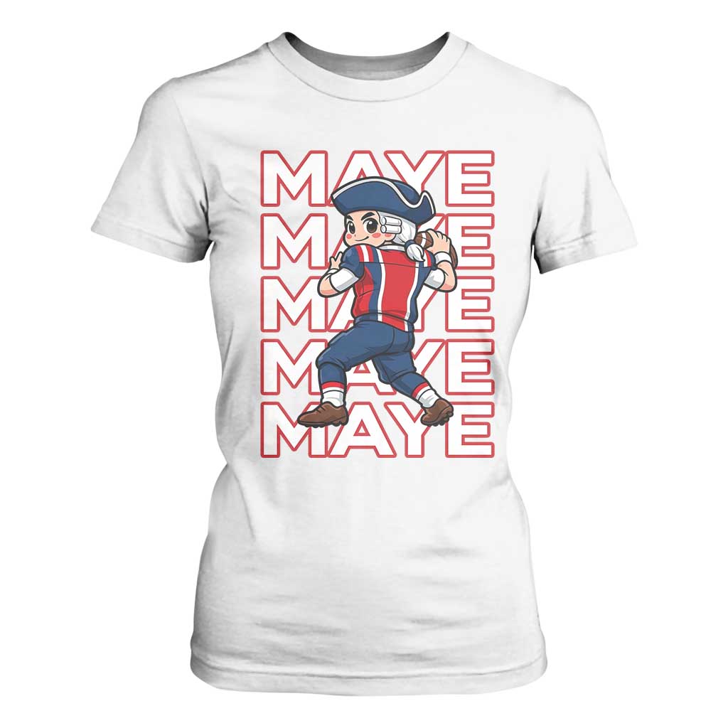 Funny NE Football Fan Gift T Shirt For Women Maye Lover TS12 White Print Your Wear