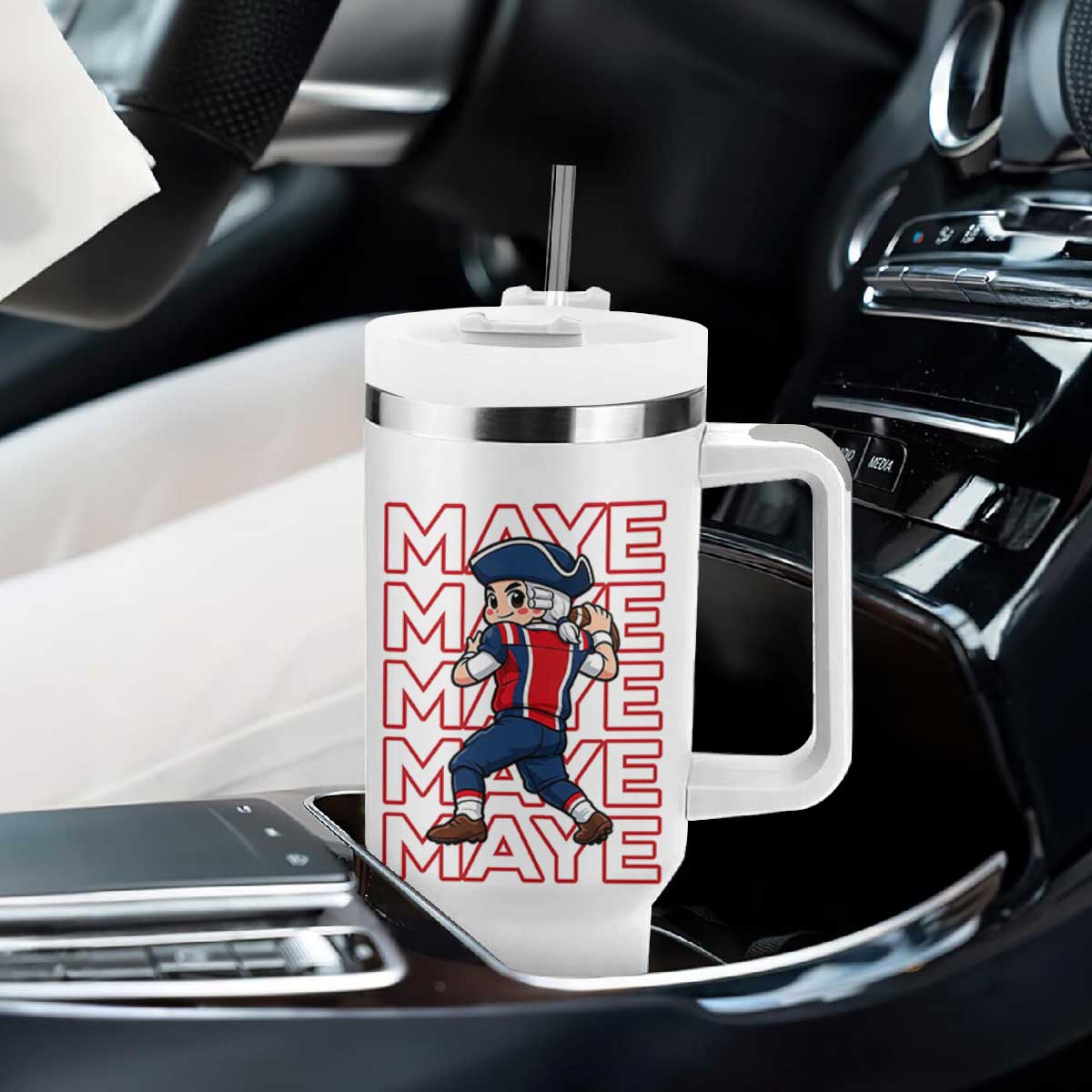 Funny NE Football Fan Gift Tumbler With Handle Maye Lover TS12 Print Your Wear