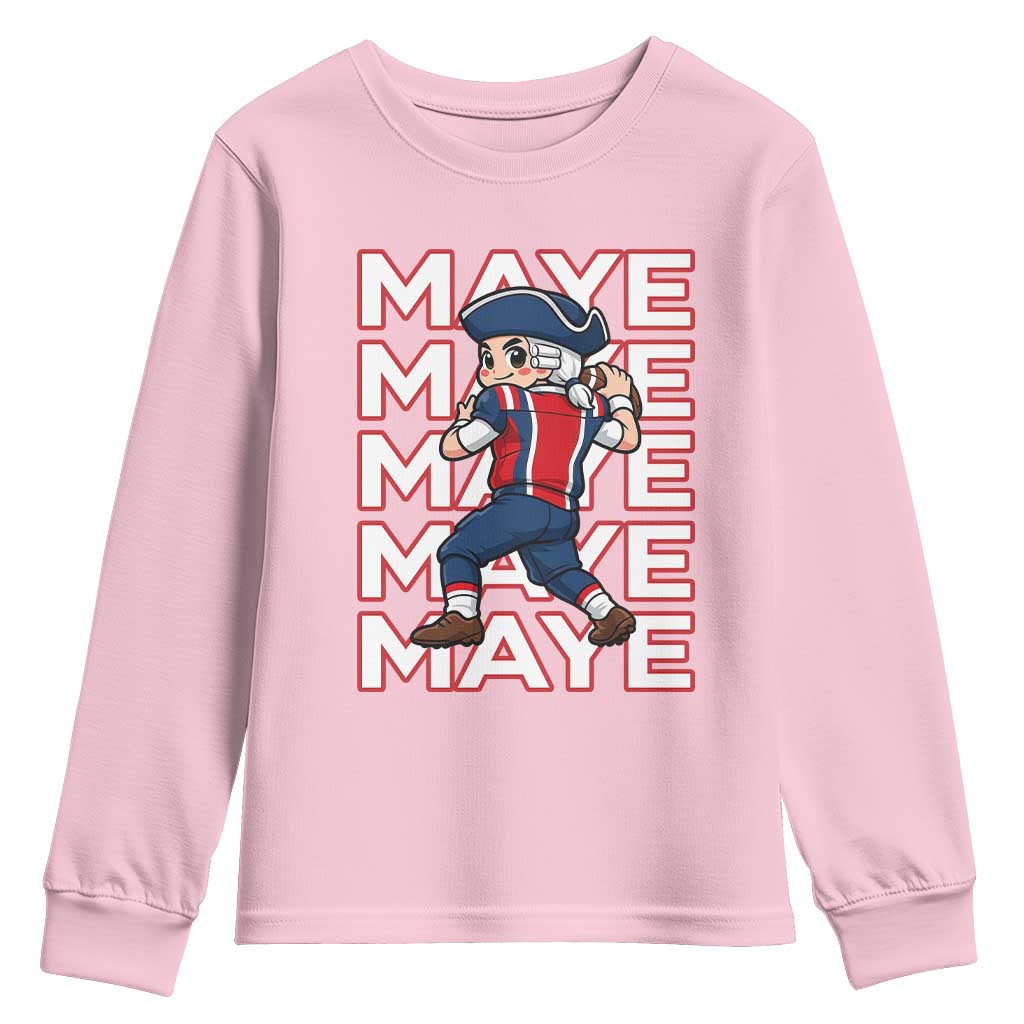 Funny NE Football Fan Gift Youth Sweatshirt Maye Lover TS12 Light Pink Print Your Wear