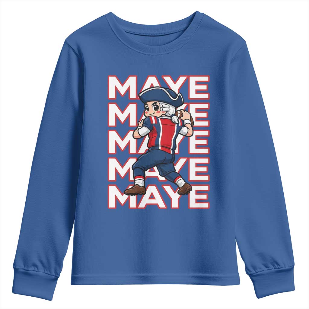 Funny NE Football Fan Gift Youth Sweatshirt Maye Lover TS12 Royal Blue Print Your Wear