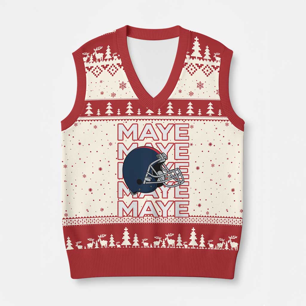 Maye Lover V-Neck Knit Sweater Vest NE Quarterback Fan Gift TS12 Beige Red Print Your Wear
