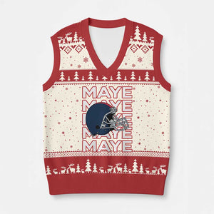 Maye Lover V-Neck Knit Sweater Vest NE Quarterback Fan Gift TS12 Beige Red Print Your Wear