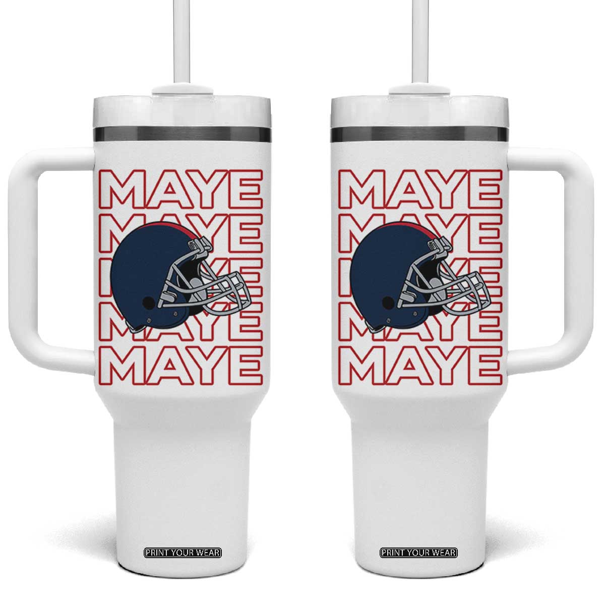 Maye Lover Tumbler With Handle NE Quarterback Fan Gift TS12 One Size: 40 oz White Print Your Wear