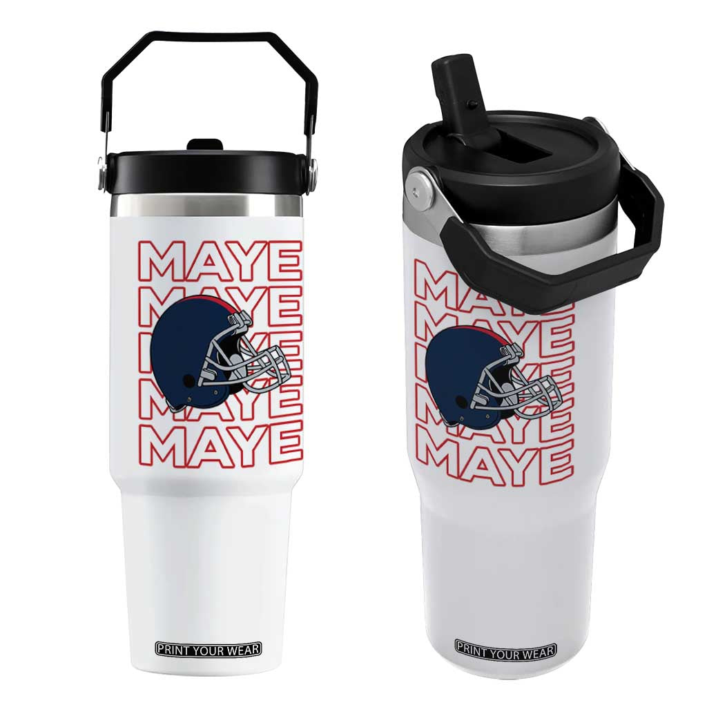 Maye Lover Flip Straw Tumbler NE Quarterback Fan Gift TS12 One Size: 30 oz White Print Your Wear