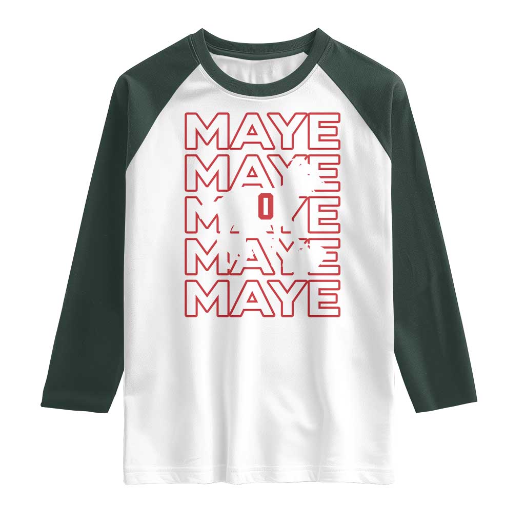 The GOAT Maye Raglan Shirt NE Quarterback Fan Gift TS12 White Dark Forest Green Print Your Wear