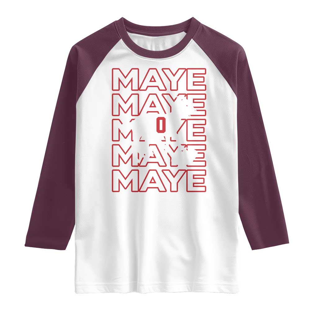 The GOAT Maye Raglan Shirt NE Quarterback Fan Gift TS12 White Maroon Print Your Wear