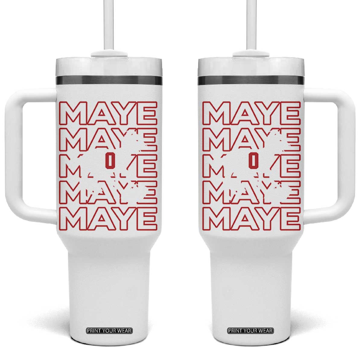 The GOAT Maye Tumbler With Handle NE Quarterback Fan Gift TS12 One Size: 40 oz White Print Your Wear