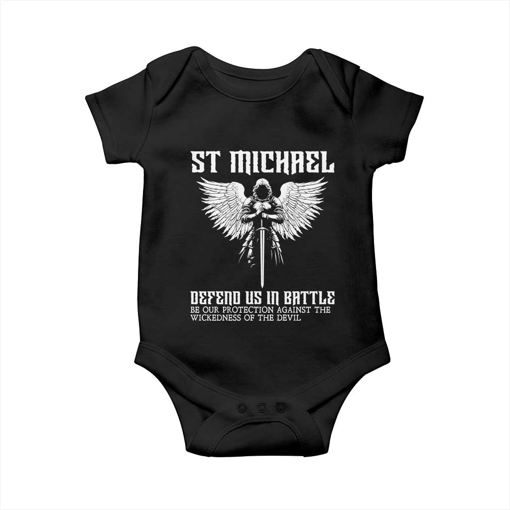 Saint Michael Defend Us In Battle Baby Onesie Christian Faith Gift TS12 Black Print Your Wear