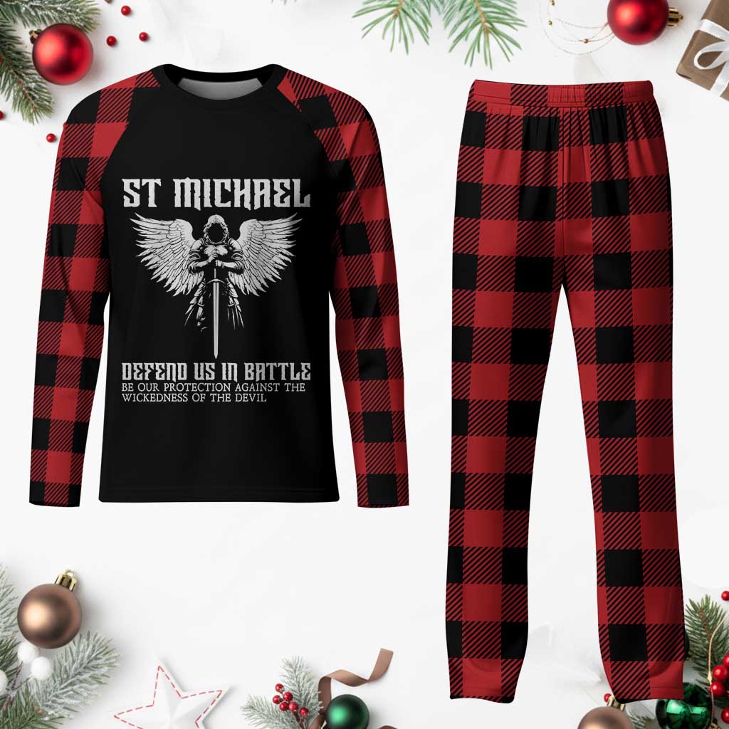 Saint Michael Defend Us In Battle Plaid Pajama Set Christian Faith Gift TS12 Buffalo Plaid Print Your Wear