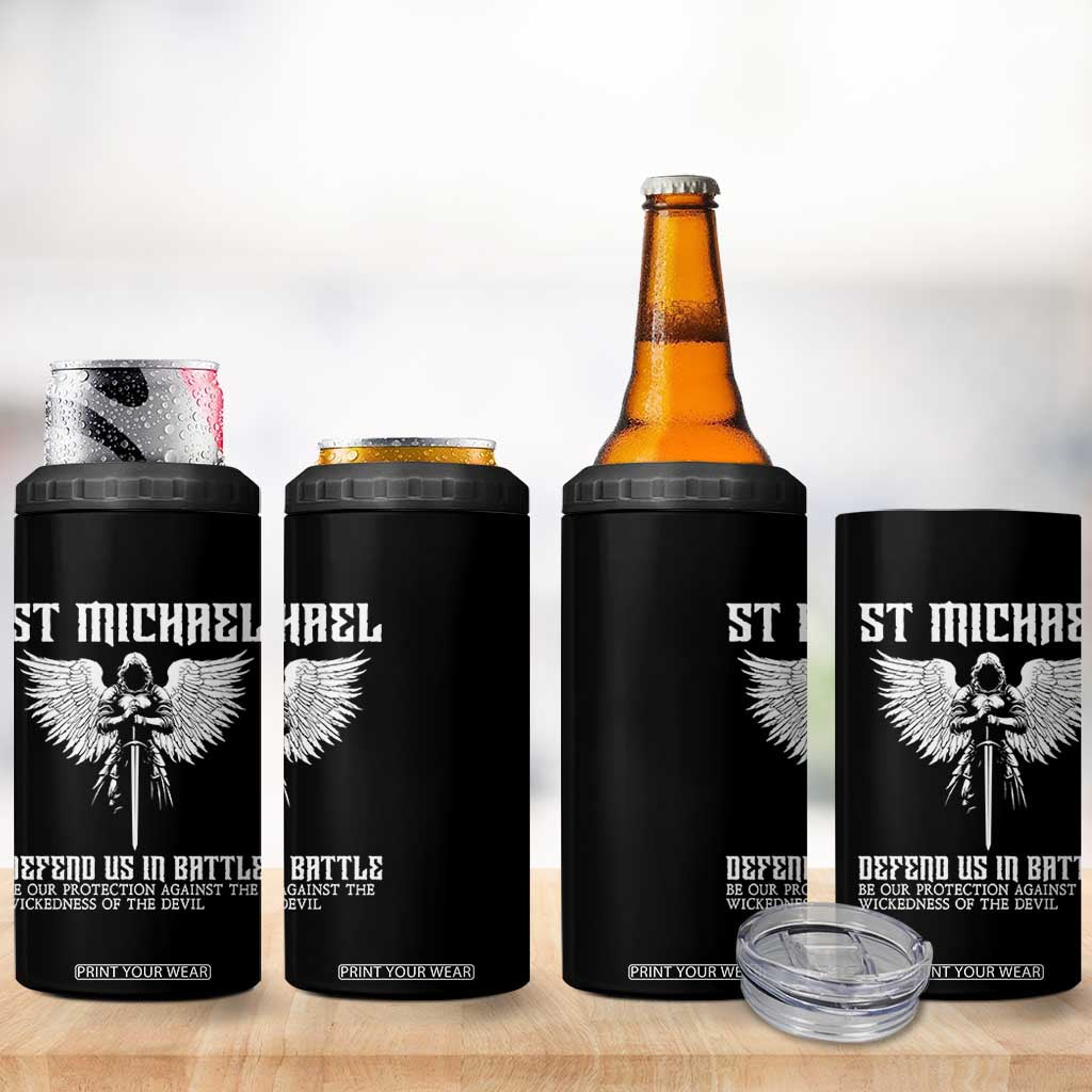 Saint Michael Defend Us In Battle 4 in 1 Can Cooler Tumbler Christian Faith Gift TS12 Print Your Wear