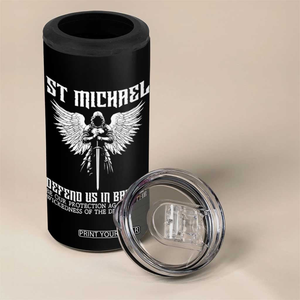 Saint Michael Defend Us In Battle 4 in 1 Can Cooler Tumbler Christian Faith Gift TS12 Print Your Wear