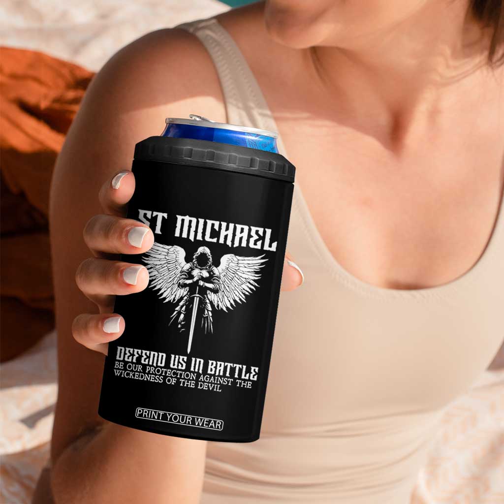 Saint Michael Defend Us In Battle 4 in 1 Can Cooler Tumbler Christian Faith Gift TS12 Print Your Wear