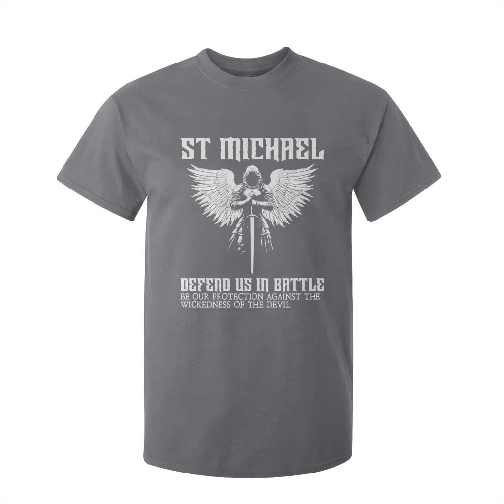 Saint Michael Defend Us In Battle T Shirt For Kid Christian Faith Gift TS12 Charcoal Print Your Wear