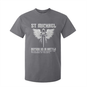 Saint Michael Defend Us In Battle T Shirt For Kid Christian Faith Gift TS12 Charcoal Print Your Wear