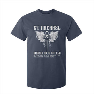 Saint Michael Defend Us In Battle T Shirt For Kid Christian Faith Gift TS12 Navy Print Your Wear
