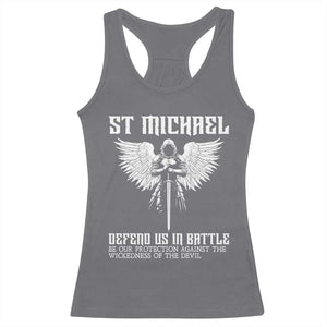 Saint Michael Defend Us In Battle Racerback Tank Top Christian Faith Gift TS12 Charcoal Print Your Wear