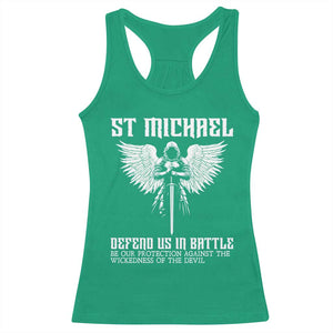 Saint Michael Defend Us In Battle Racerback Tank Top Christian Faith Gift TS12 Irish Green Print Your Wear