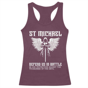 Saint Michael Defend Us In Battle Racerback Tank Top Christian Faith Gift TS12 Maroon Print Your Wear