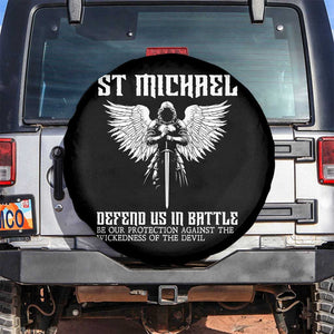 Saint Michael Defend Us In Battle Spare Tire Cover Christian Faith Gift TS12 No hole Black Print Your Wear