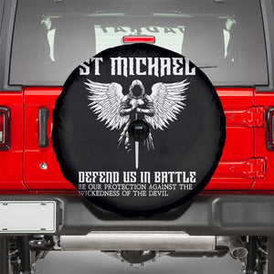 Saint Michael Defend Us In Battle Spare Tire Cover Christian Faith Gift TS12 Black Print Your Wear