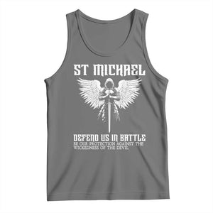 Saint Michael Defend Us In Battle Tank Top Christian Faith Gift TS12 Black Heather Print Your Wear