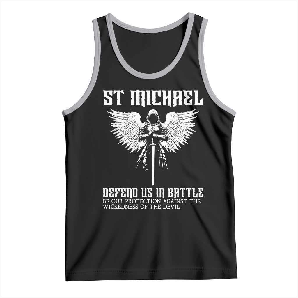Saint Michael Defend Us In Battle Tank Top Christian Faith Gift TS12 Black Athletic Heather Print Your Wear