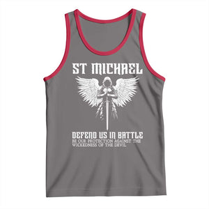 Saint Michael Defend Us In Battle Tank Top Christian Faith Gift TS12 Deep Heather Red Print Your Wear