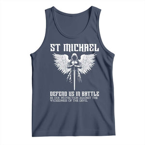 Saint Michael Defend Us In Battle Tank Top Christian Faith Gift TS12 Navy Print Your Wear