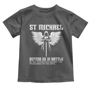 Saint Michael Defend Us In Battle Toddler T Shirt Christian Faith Gift TS12 Dark Heather Print Your Wear