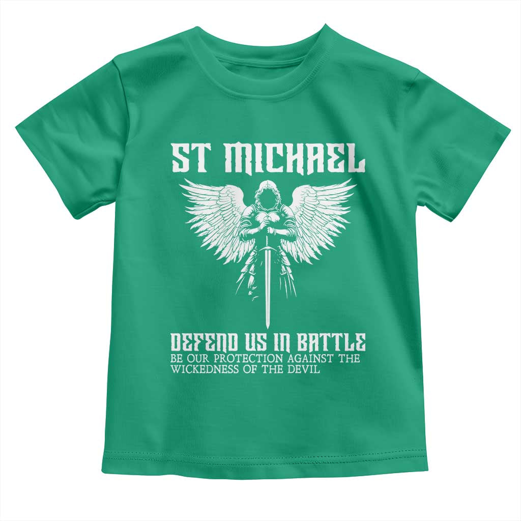Saint Michael Defend Us In Battle Toddler T Shirt Christian Faith Gift TS12 Irish Green Print Your Wear