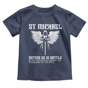 Saint Michael Defend Us In Battle Toddler T Shirt Christian Faith Gift TS12 Navy Print Your Wear