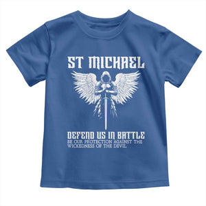Saint Michael Defend Us In Battle Toddler T Shirt Christian Faith Gift TS12 Royal Blue Print Your Wear