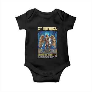 Saint Michael Prayer Defend Us In Battle Baby Onesie Religious Gift TS12 Black Print Your Wear