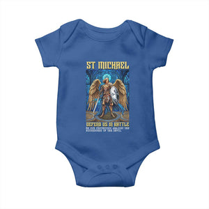 Saint Michael Prayer Defend Us In Battle Baby Onesie Religious Gift TS12 Royal Blue Print Your Wear