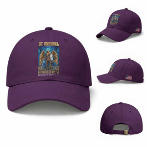 Saint Michael Prayer Defend Us In Battle Baseball Cap Religious Gift TS12 Baseball Cap Universal Fit Purple Print Your Wear