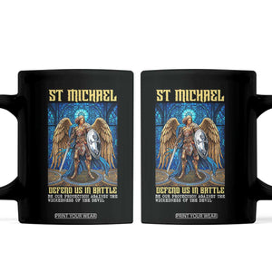 Saint Michael Prayer Defend Us In Battle Coffee Mug Religious Gift TS12 Black Print Your Wear