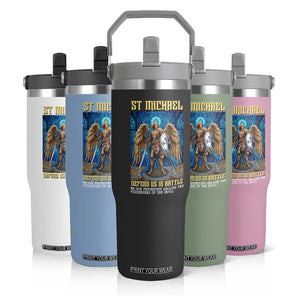 Saint Michael Prayer Defend Us In Battle Flip Straw Tumbler Religious Gift TS12 Print Your Wear