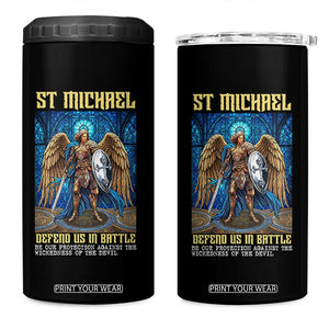 Saint Michael Prayer Defend Us In Battle 4 in 1 Can Cooler Tumbler Religious Gift TS12 One Size: 16 oz Black Print Your Wear