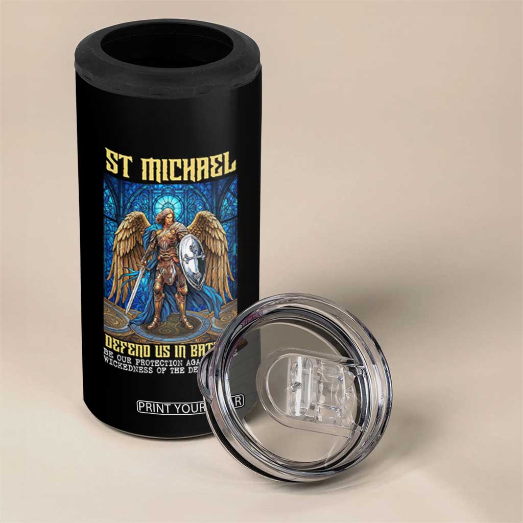 Saint Michael Prayer Defend Us In Battle 4 in 1 Can Cooler Tumbler Religious Gift TS12 Print Your Wear