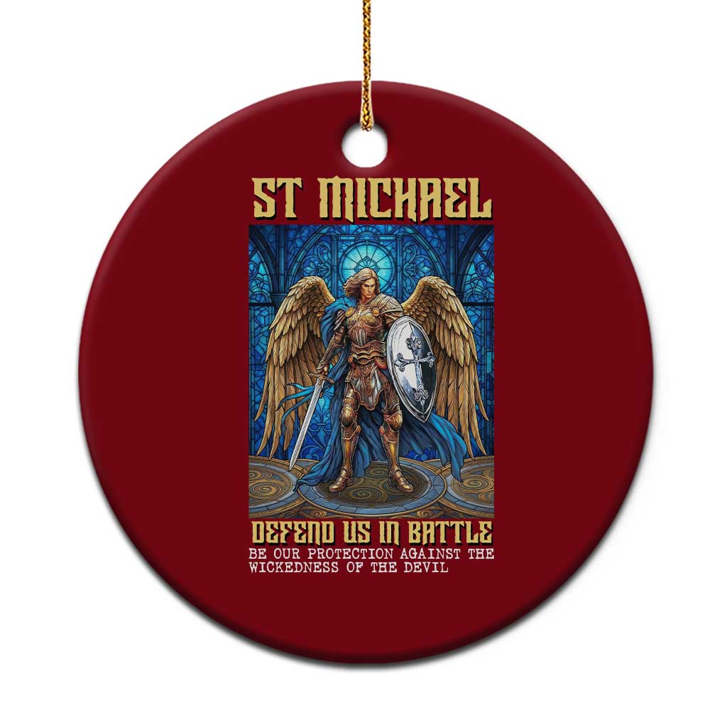 Saint Michael Prayer Defend Us In Battle Ceramic Ornament Religious Gift TS12 1pc Red Print Your Wear