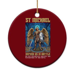 Saint Michael Prayer Defend Us In Battle Ceramic Ornament Religious Gift TS12 1pc Red Print Your Wear