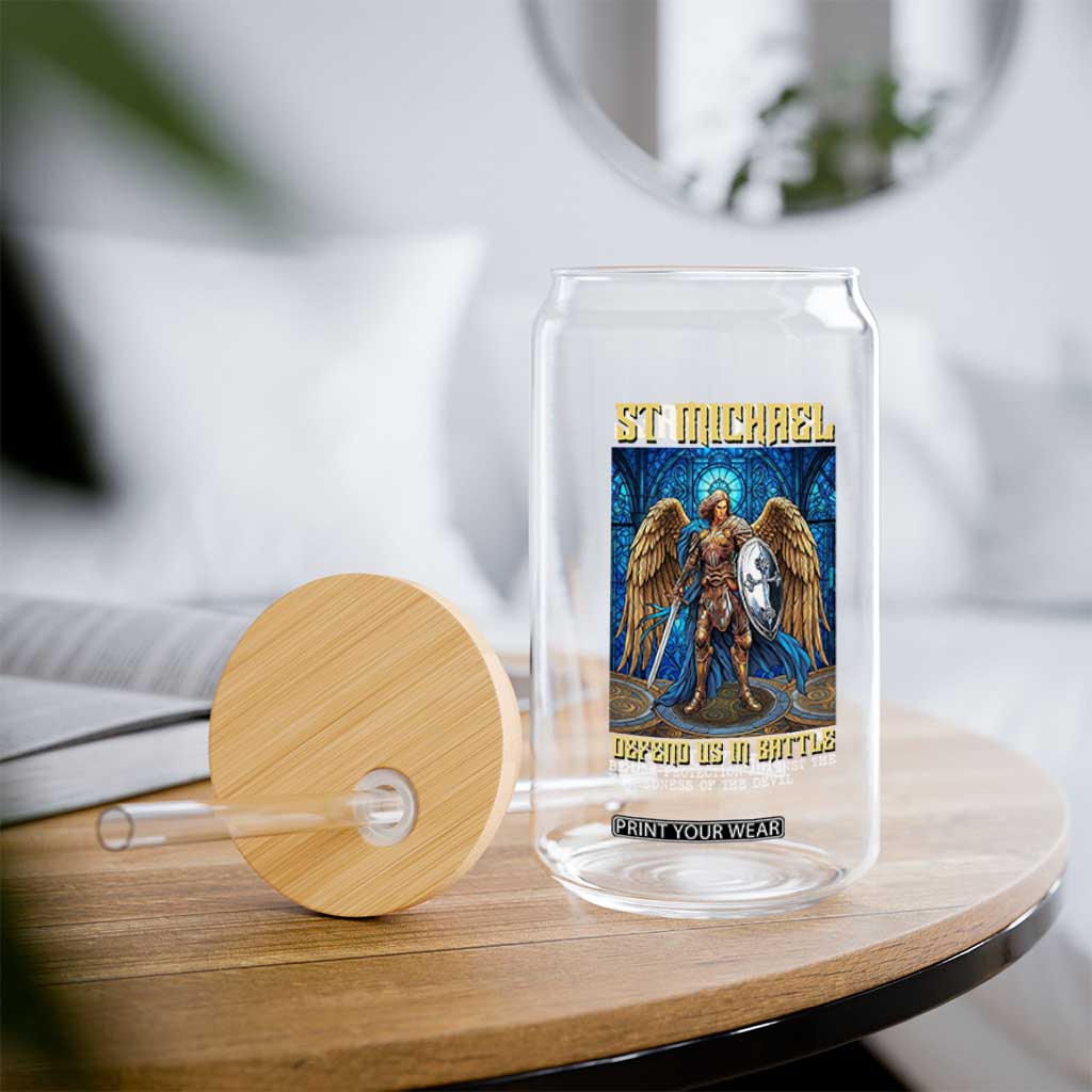 Saint Michael Prayer Defend Us In Battle Glass Can Religious Gift TS12 Print Your Wear