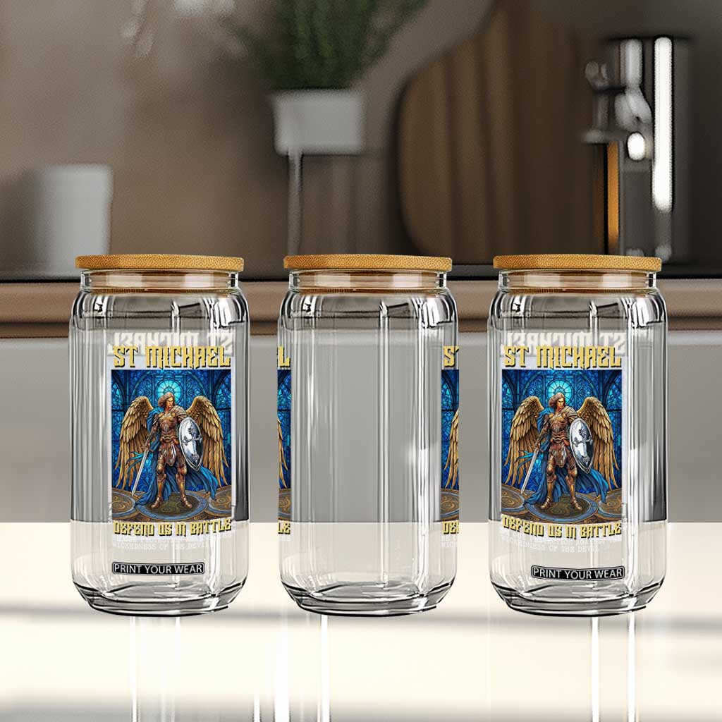 Saint Michael Prayer Defend Us In Battle Glass Can Religious Gift TS12 Print Your Wear