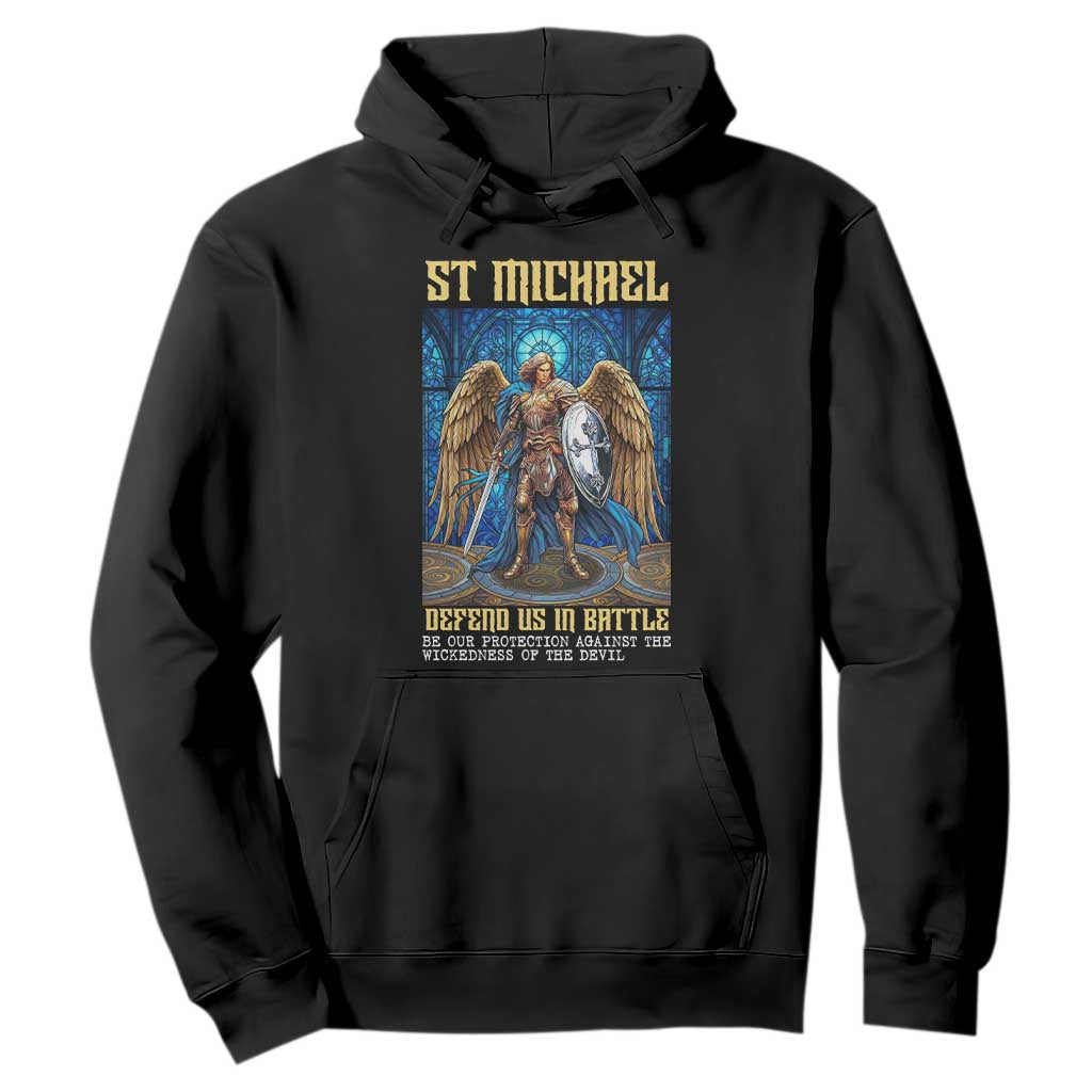 Saint Michael Prayer Defend Us In Battle Hoodie Religious Gift TS12 Black Print Your Wear