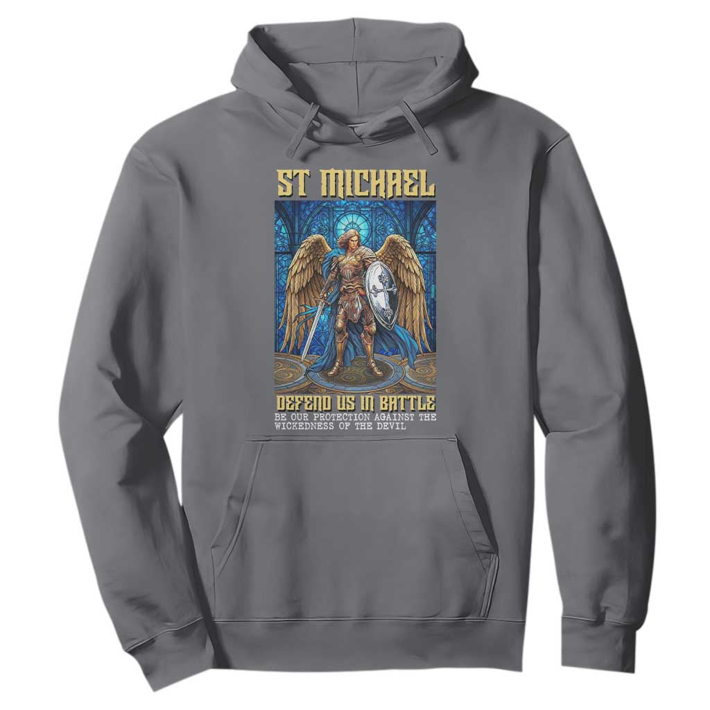 Saint Michael Prayer Defend Us In Battle Hoodie Religious Gift TS12 Charcoal Print Your Wear
