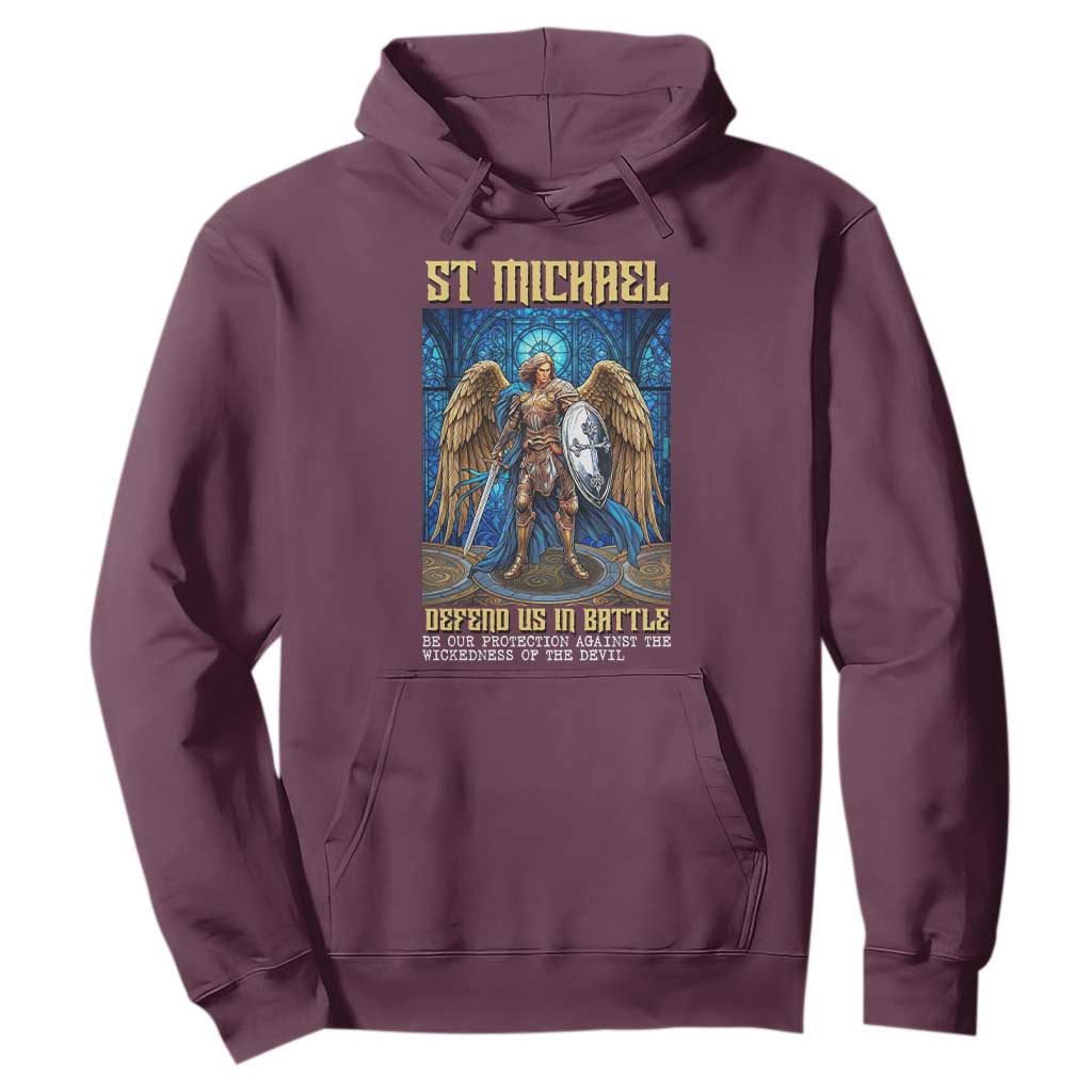 Saint Michael Prayer Defend Us In Battle Hoodie Religious Gift TS12 Maroon Print Your Wear