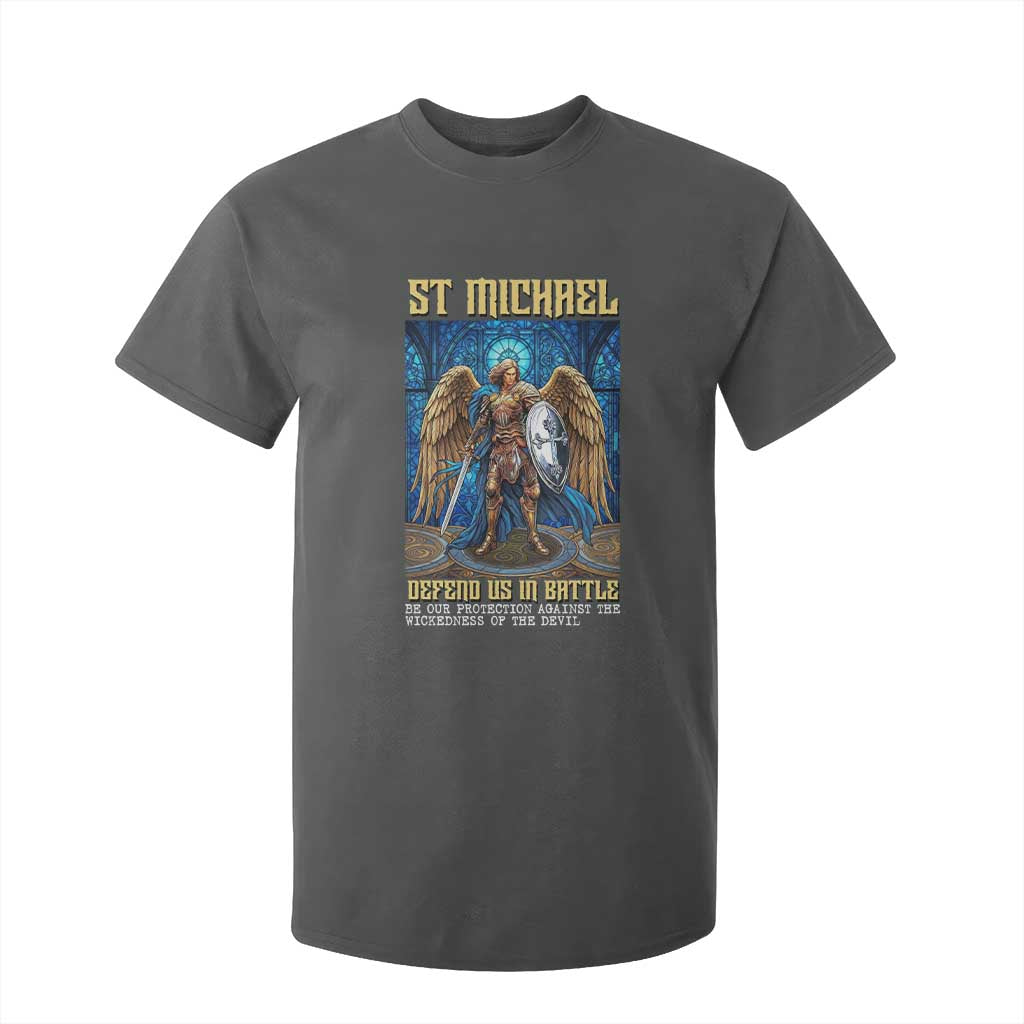 Saint Michael Prayer Defend Us In Battle T Shirt For Kid Religious Gift TS12 Dark Heather Print Your Wear